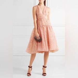 NWT! Lela Rose Metallic Minnow-Jacquard V-Neck Dress Shell Sz 4